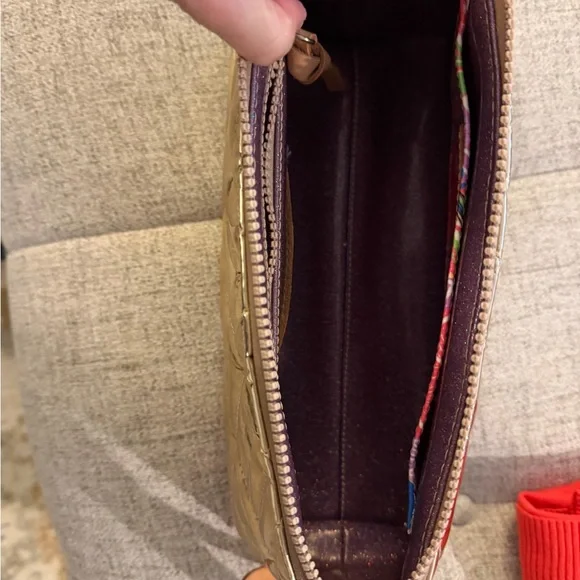 Consuela Metallic Gold Quilted Cosmetic Bag - Picture 2 of 2